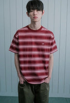 【niceghostclub】  multi stripe 3star tee [ red / navy ]