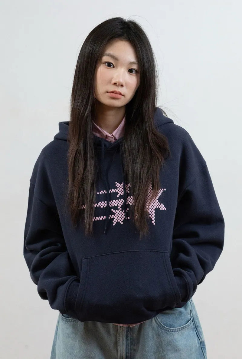 【niceghostclub】 MOSAIC 3STAR CROP HOODIE [BROWN / NAVY]