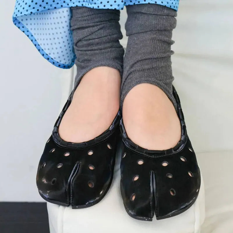 【PAES】Leather String Flat [ Black / Cheese ]