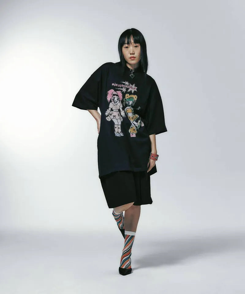 【niceghostclub】[ x soulpusssy cat ] ghostsoulgirl rabbit&bear big big tee [white/black]
