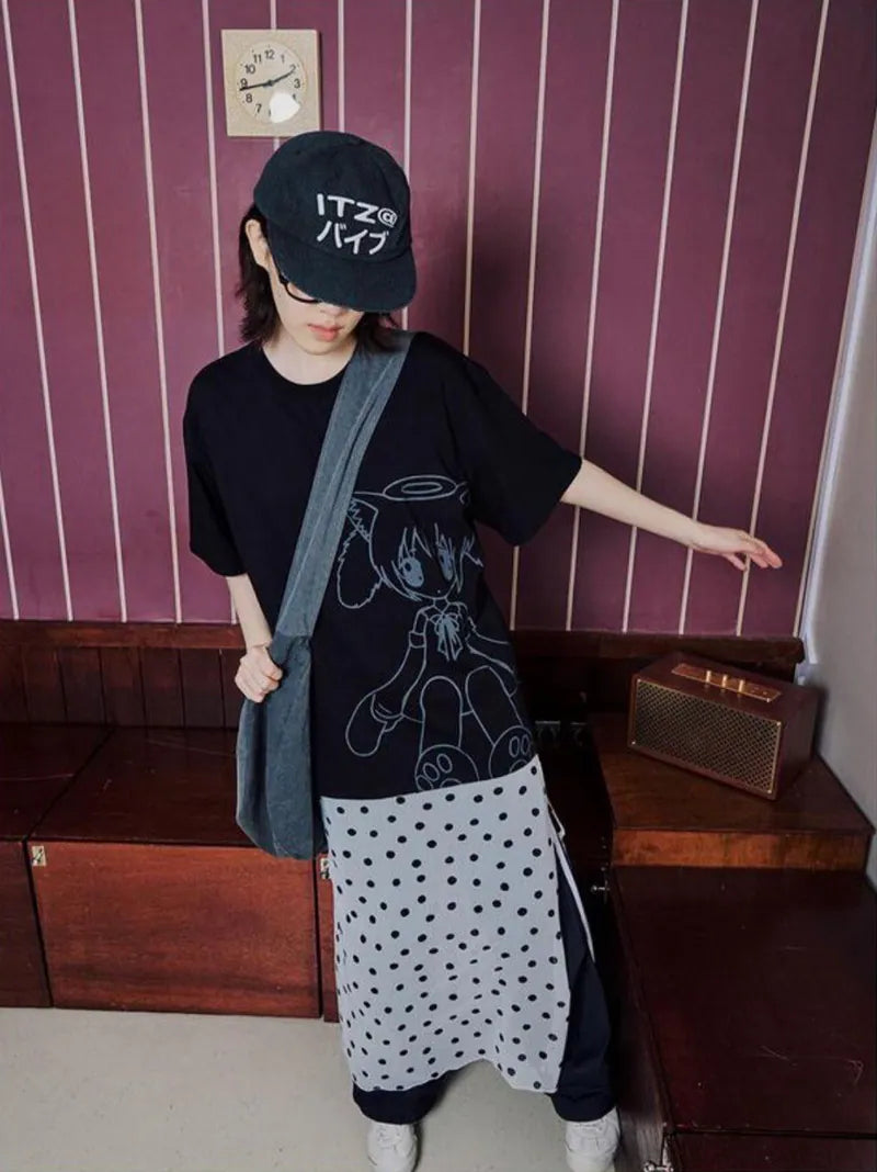 【itzavibe】CAT GIRL T SHIRT [ WHITE / BLACK / MINT ]
