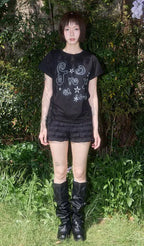 【Fancy Club】GLITER MAZY LOGO TEE [Black]