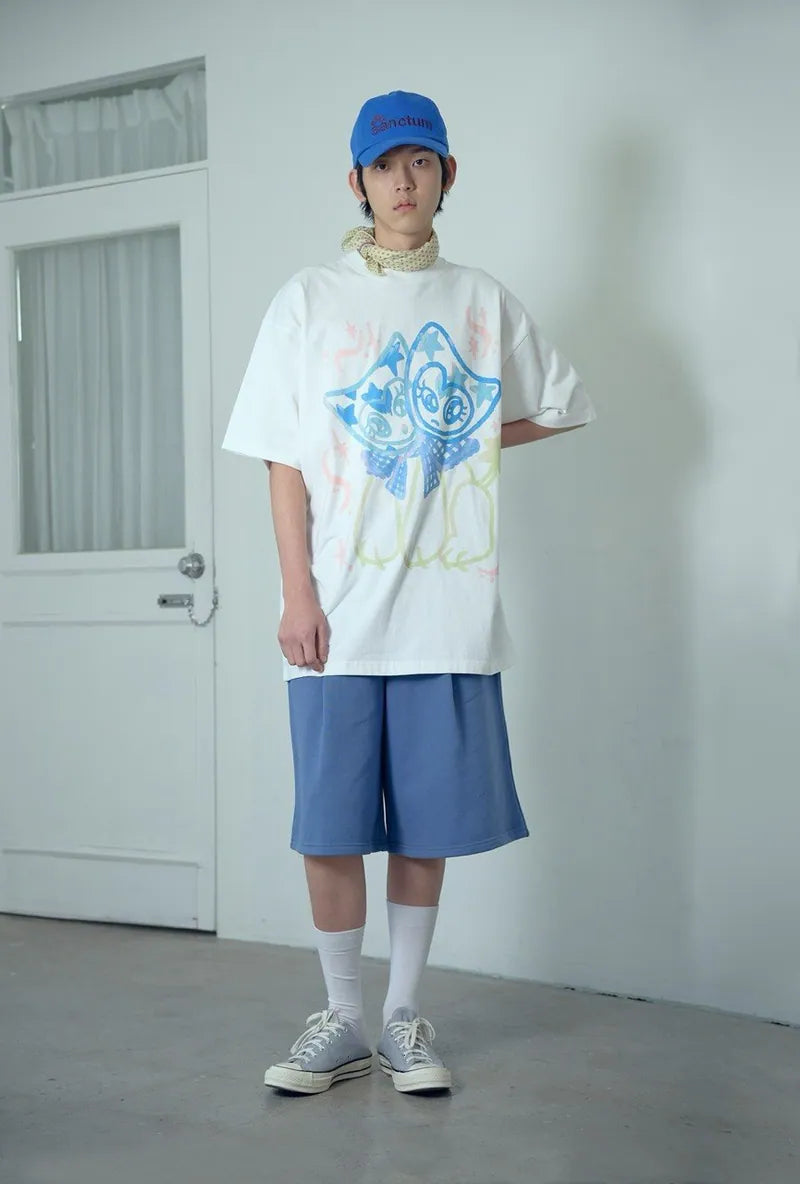 【niceghostclub】watercolor dolls big big tee [ white ]