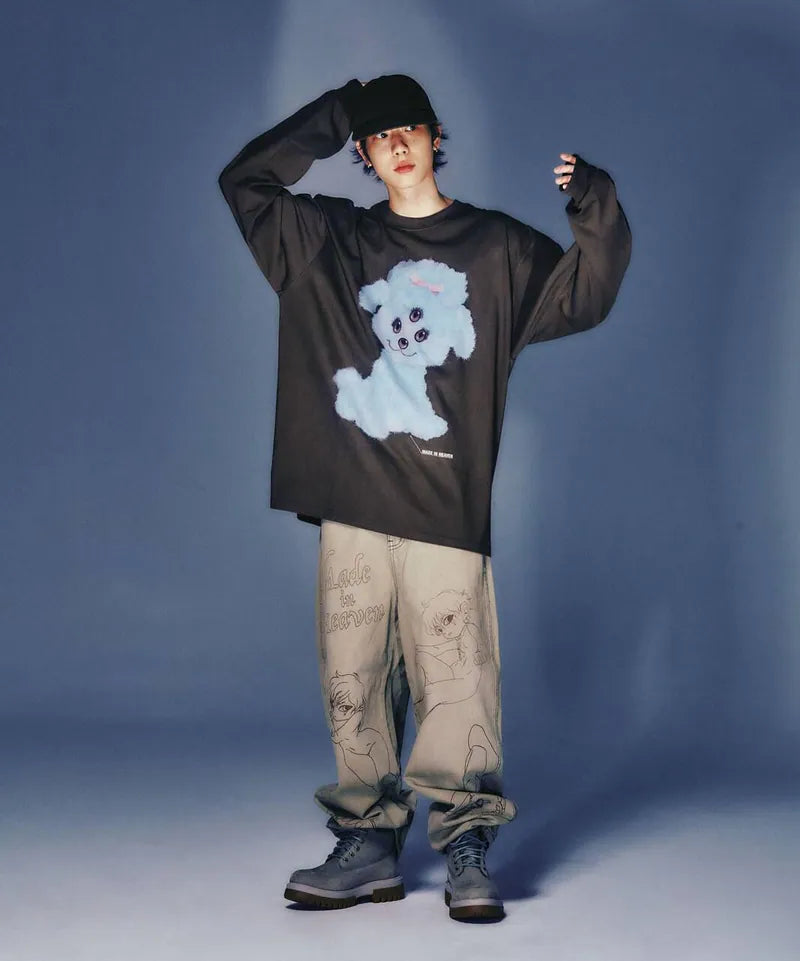 【niceghostclub】3eyes dog big big tee [brown / white]