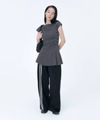 【Miseki seoul】Pleats button mini onepiece - BLACK / CHARCOAL