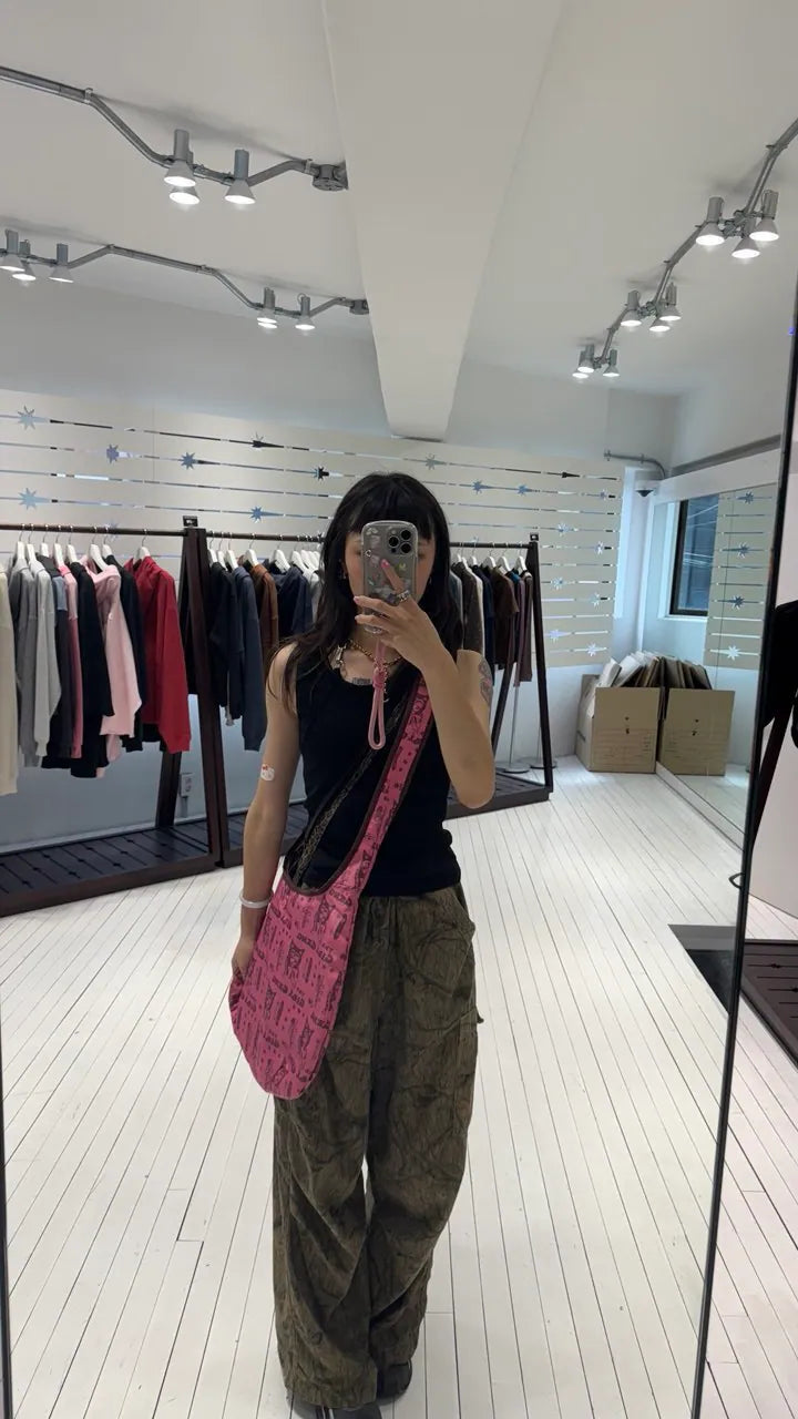 【niceghostclub】girl gang pattern crossbag [pink / black]
