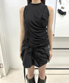 【Flare up】Draped Sleeveless Top [Black / White / Gray]