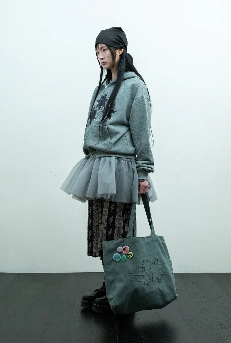 【niceghostclub】3STAR RAW EDGE 2WAY BIG BAG [ MINT / CHARCOAL ]
