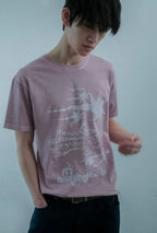 【niceghostclub】tornado logo pigment tee [Charcoal / Pink]