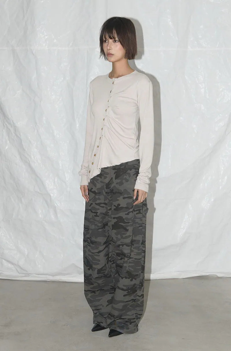 【Fancy Club】UNBALANCE SHIRRING CARDIGAN