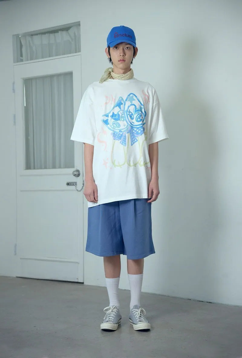 【niceghostclub】watercolor dolls big big tee [ white ]