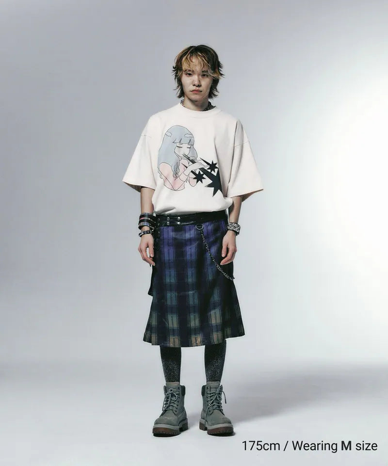 【niceghostclub】girl blowing symbol big big tee [ beige ]