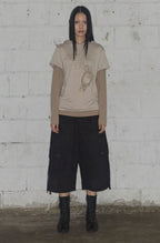 【Fancy Club】STRIPE LAYERED HOODIE [Beige / Black]