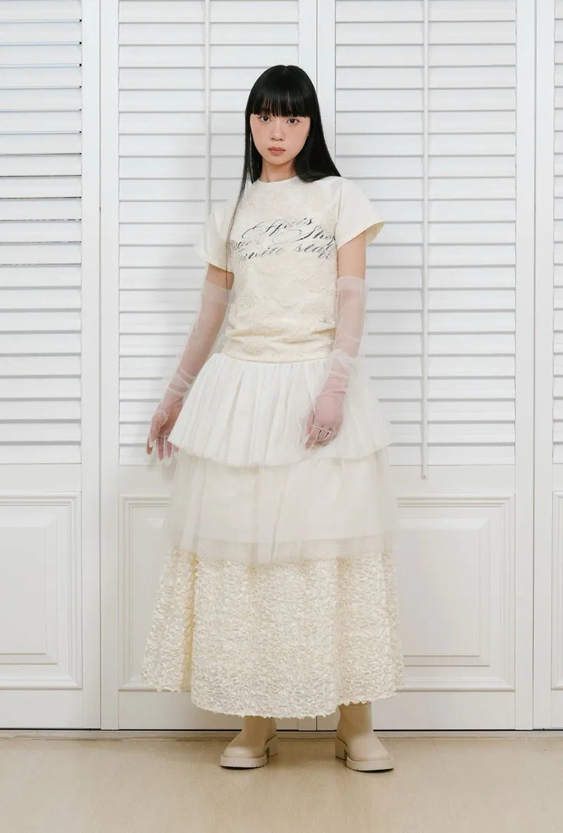 【niceghostclub】FFATS flower shop layered tee [ ivory ]