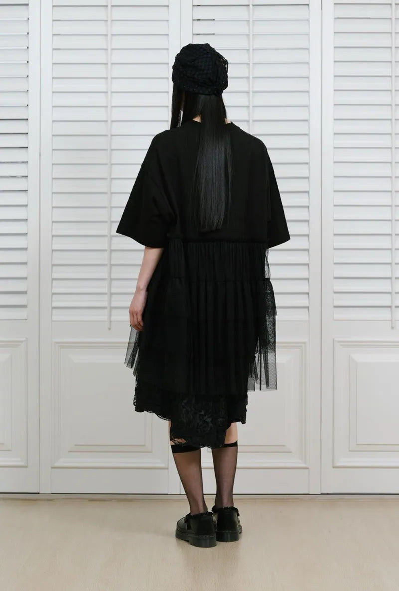 【niceghostclub】FFATS tulle dress big big tee [ black ]