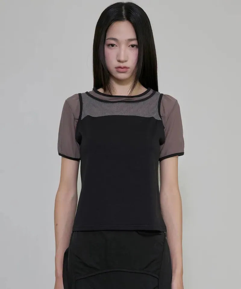 【Flare up】3-Layered T-Shirt [Black / Gray]