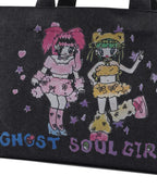【niceghostclub】[x soulpusssy cat]ghostsoulgirl tote bag [Black / Burgundy]