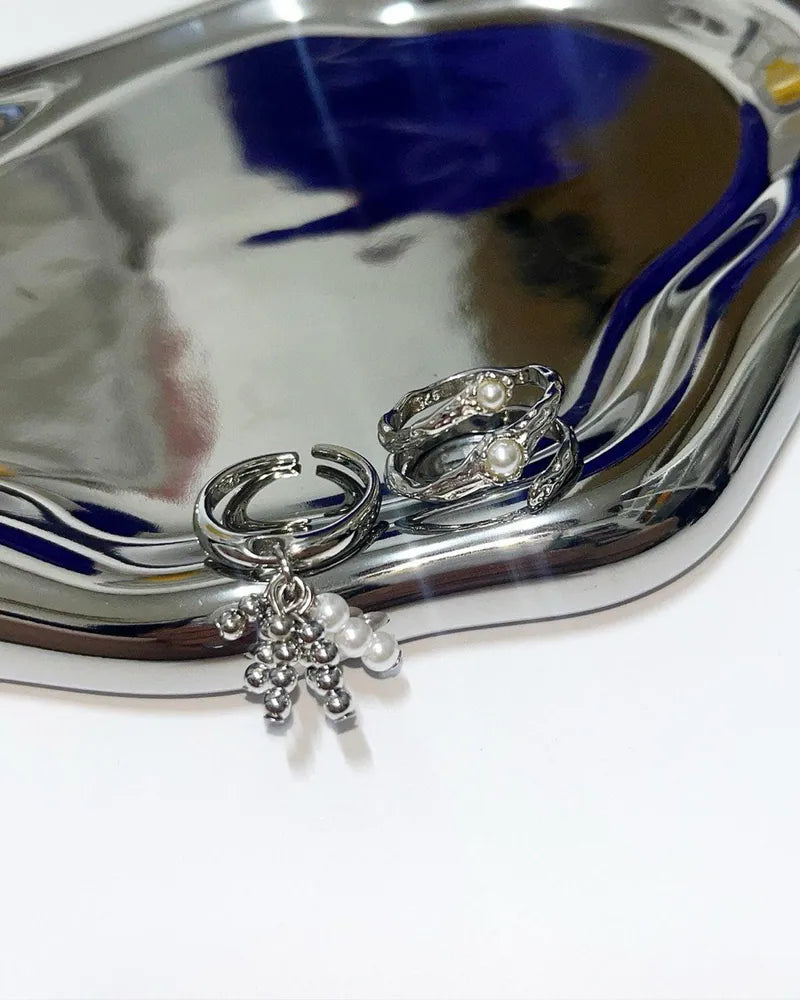 【3amgang】FALLING WHITE PEARL RING