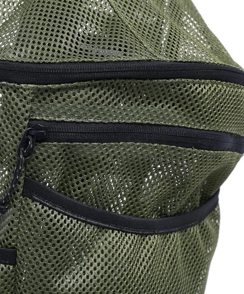 【niceghostclub】  】mesh backpack [ khaki / black ]
