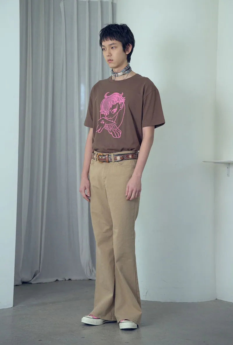 【niceghostclub】 gatekeeper hand tee [ white / brown ]