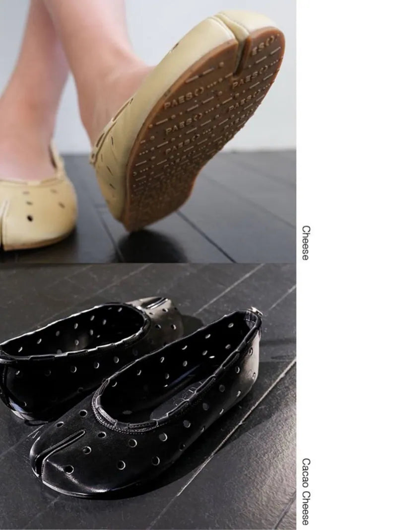 【PAES】Leather String Flat [ Black / Cheese ]