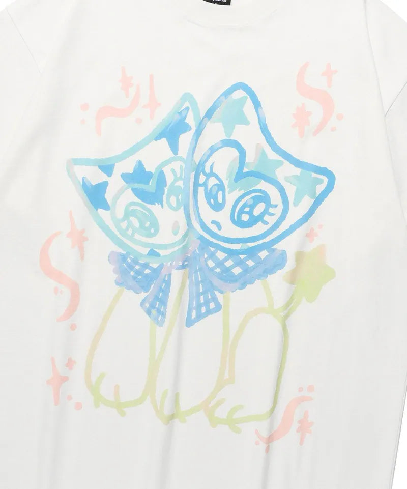 【niceghostclub】watercolor dolls big big tee [ white ]