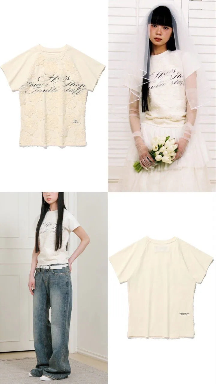 【niceghostclub】FFATS flower shop layered tee [ ivory ]