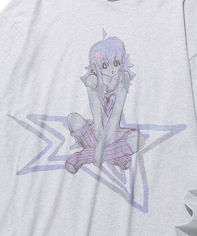 【niceghostclub】STAR GIRL BIGBIG HOODIE [ LIGHT GREY ]
