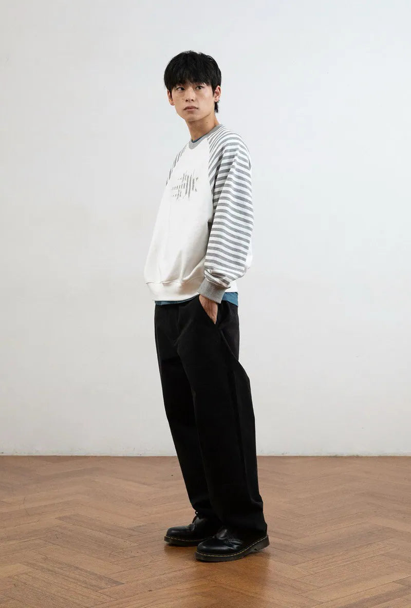 【niceghostclub】STRIPE 3STAR RAGLAN SWEATSHIRTS [WHITE / GREY]