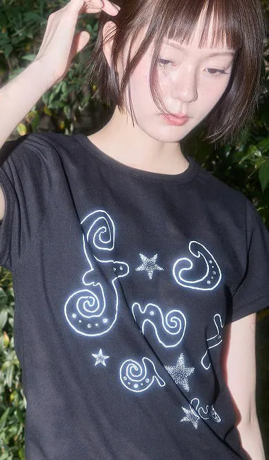 【Fancy Club】GLITER MAZY LOGO TEE [Black]