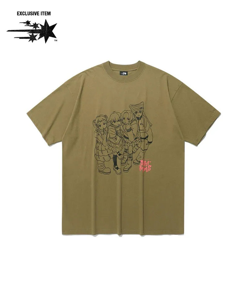【niceghostclub】ghost angels photo big big tee [ khaki ]