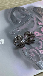 【3amgang】SILVER RIBBON ONE TOUCH EARRING