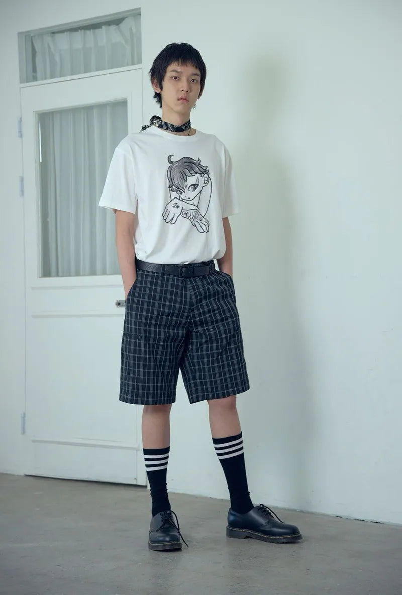 【niceghostclub】 gatekeeper hand tee [ white / brown ]