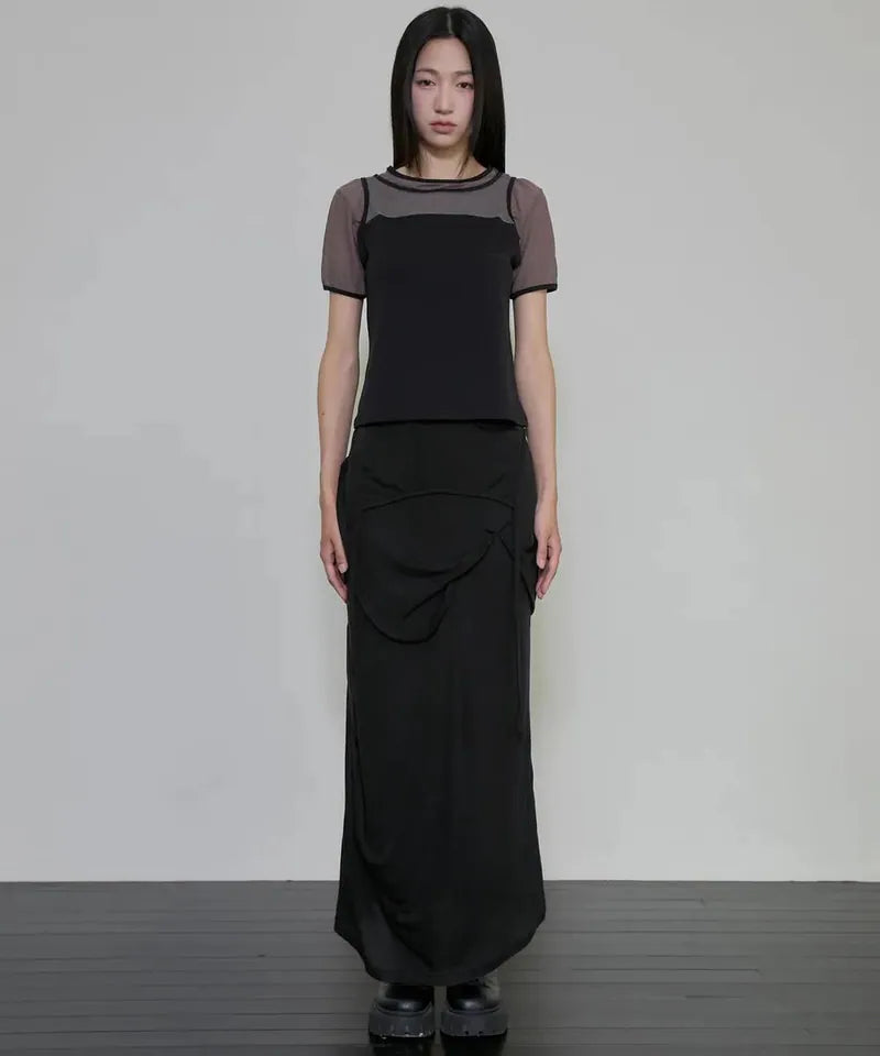 【Flare up】3-Layered T-Shirt [Black / Gray]