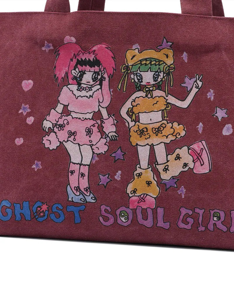 【niceghostclub】[x soulpusssy cat]ghostsoulgirl tote bag [Black / Burgundy]