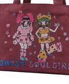 【niceghostclub】[x soulpusssy cat]ghostsoulgirl tote bag [Black / Burgundy]