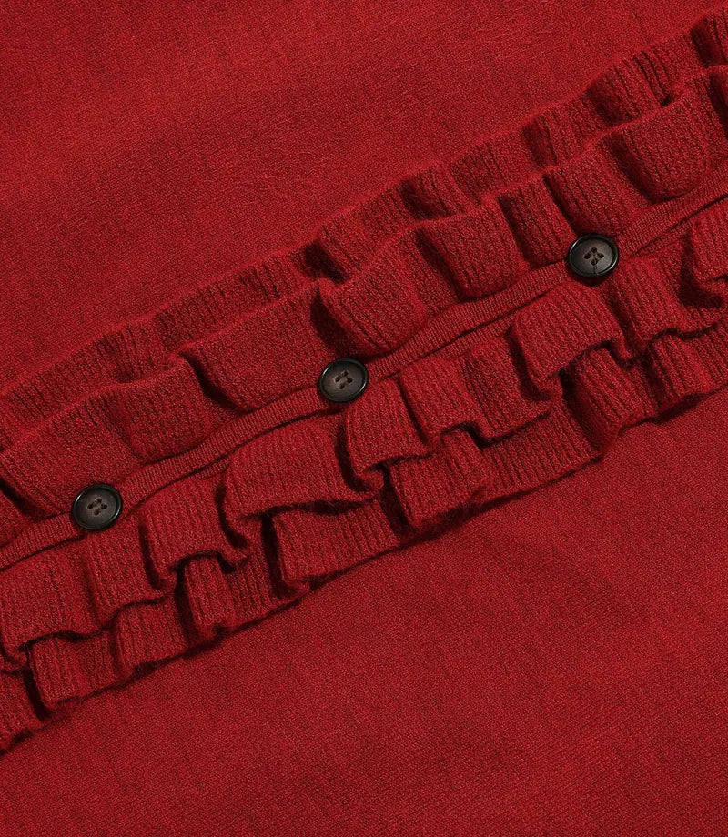 【niceghostclub】frill knit cardigan [Red / Charcoal]
