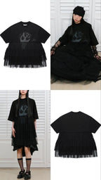 【niceghostclub】FFATS tulle dress big big tee [ black ]