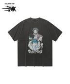 【niceghostclub】 ghost angels poster pigment big big tee [ charcoal ]
