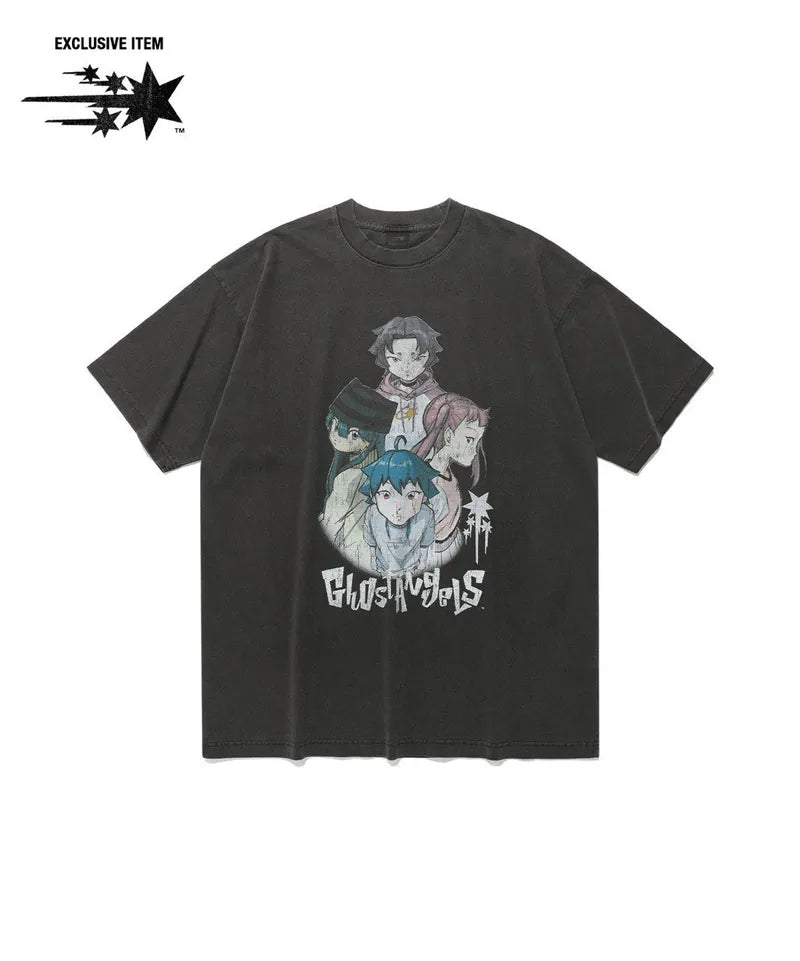 【niceghostclub】 ghost angels poster pigment big big tee [ charcoal ]