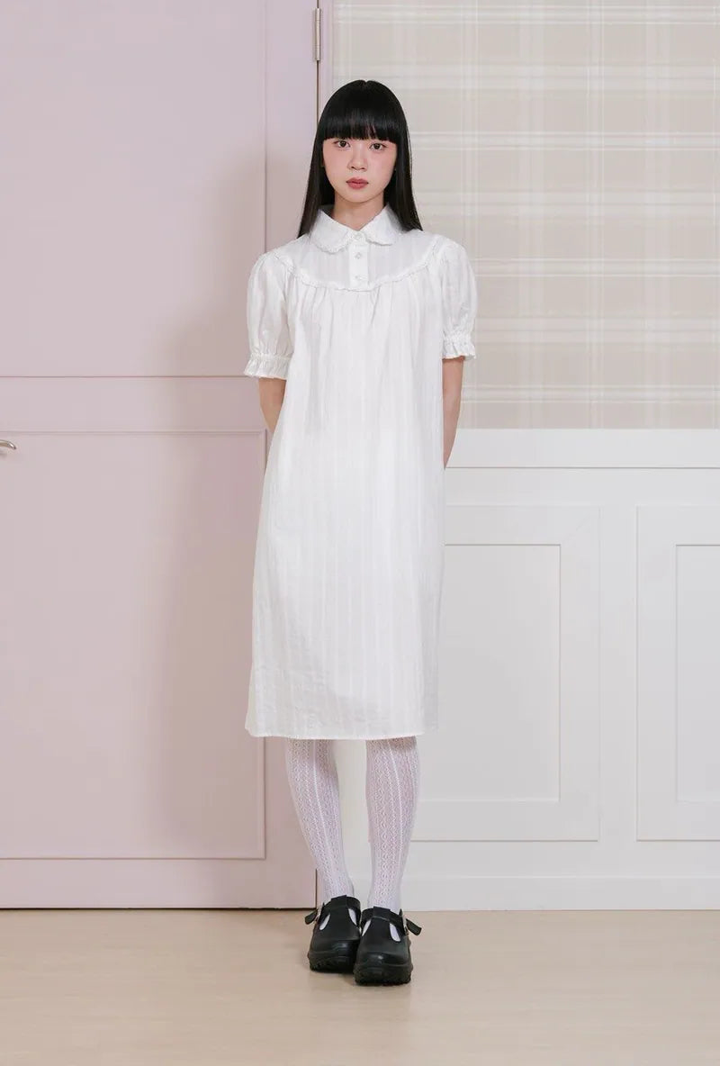 【niceghostclub】FFATS shirring puff dress [ white ]