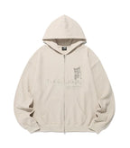 【niceghostclub】the girl gang waffle hoodie zipup [beige / navy]