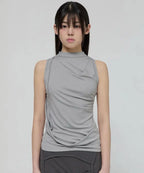 【Flare up】Draped Sleeveless Top [Black / White / Gray]