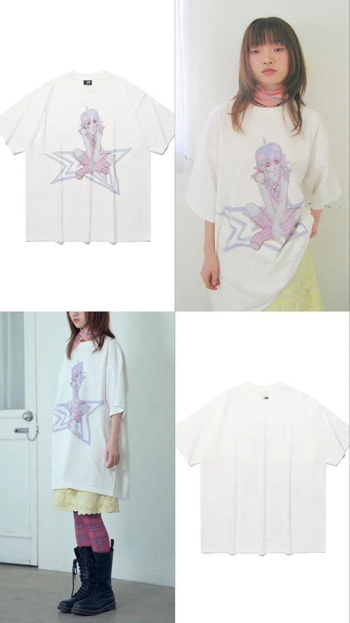 【niceghostclub】star girl big big tee [ white ]