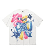 【niceghostclub】bunny bear art big big tee [white / skyblue]