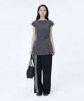 【Miseki seoul】Pleats button mini onepiece - BLACK / CHARCOAL