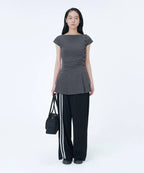 【Miseki seoul】Pleats button mini onepiece - BLACK / CHARCOAL