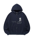 【niceghostclub】the girl gang waffle hoodie zipup [beige / navy]
