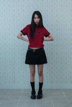 【niceghostclub】  vintage 3star basic ringer tee [ burgundy / charcoal ]