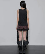 【Flare up】2-Layered Lace Dress [Black / Brown]